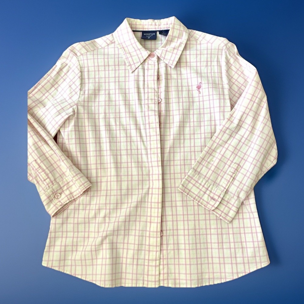 Mountain Lake‎ Women's Medium Shirt Pink flamingo button down